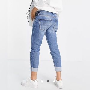 River Island Maternity turnup hem mom jeans in medium blue